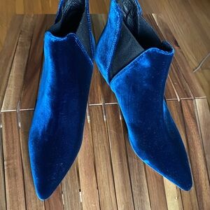 J. Crew Royal Blue Velvet Ankle Booties